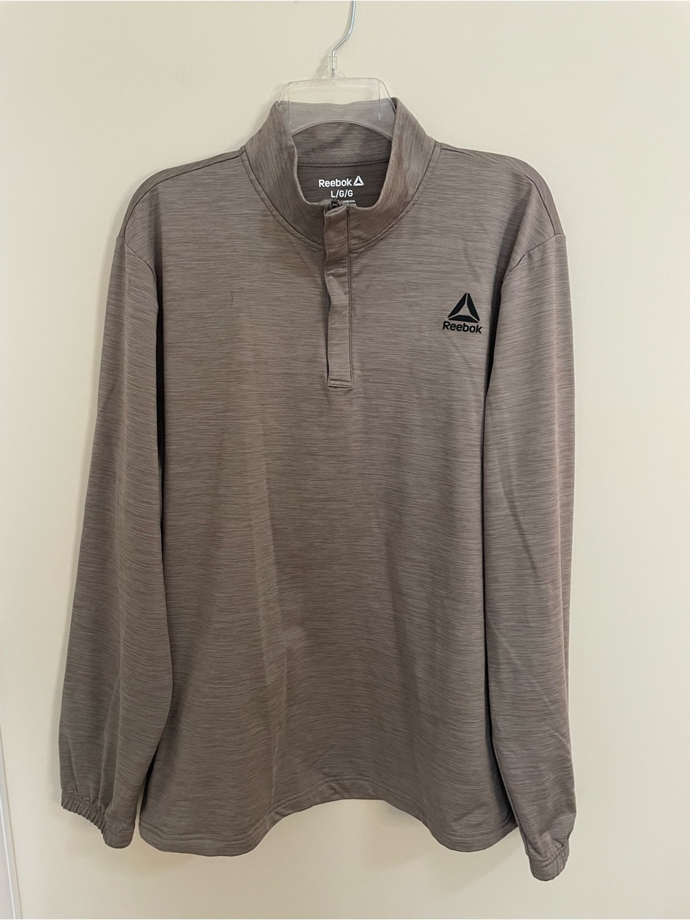 Reebok Trail Men's Taupe Heather Quarter-Zip Mock Neck Pullover Size L